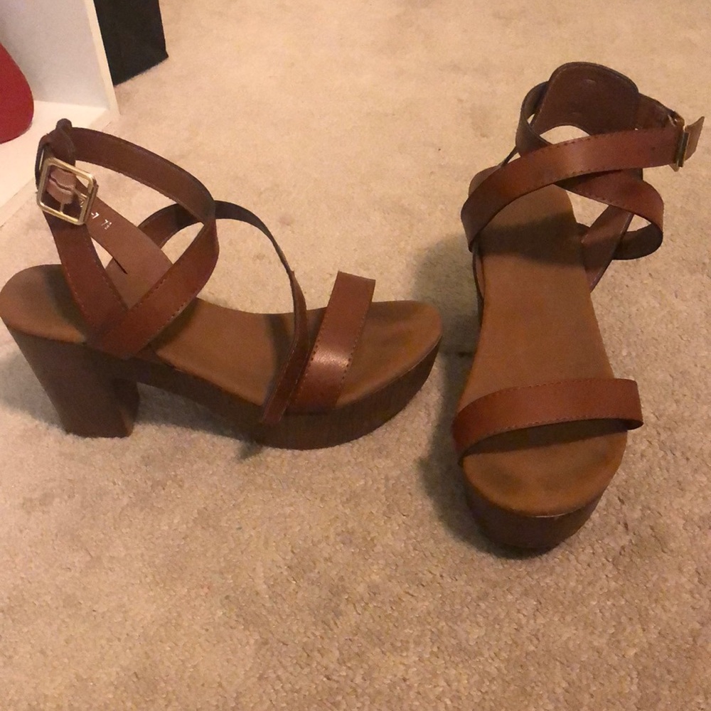 Brown chunky heels
